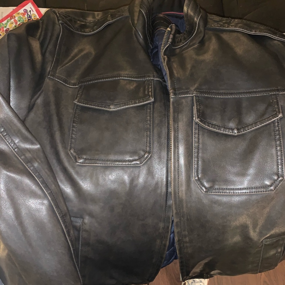Bomber faux leather jacket